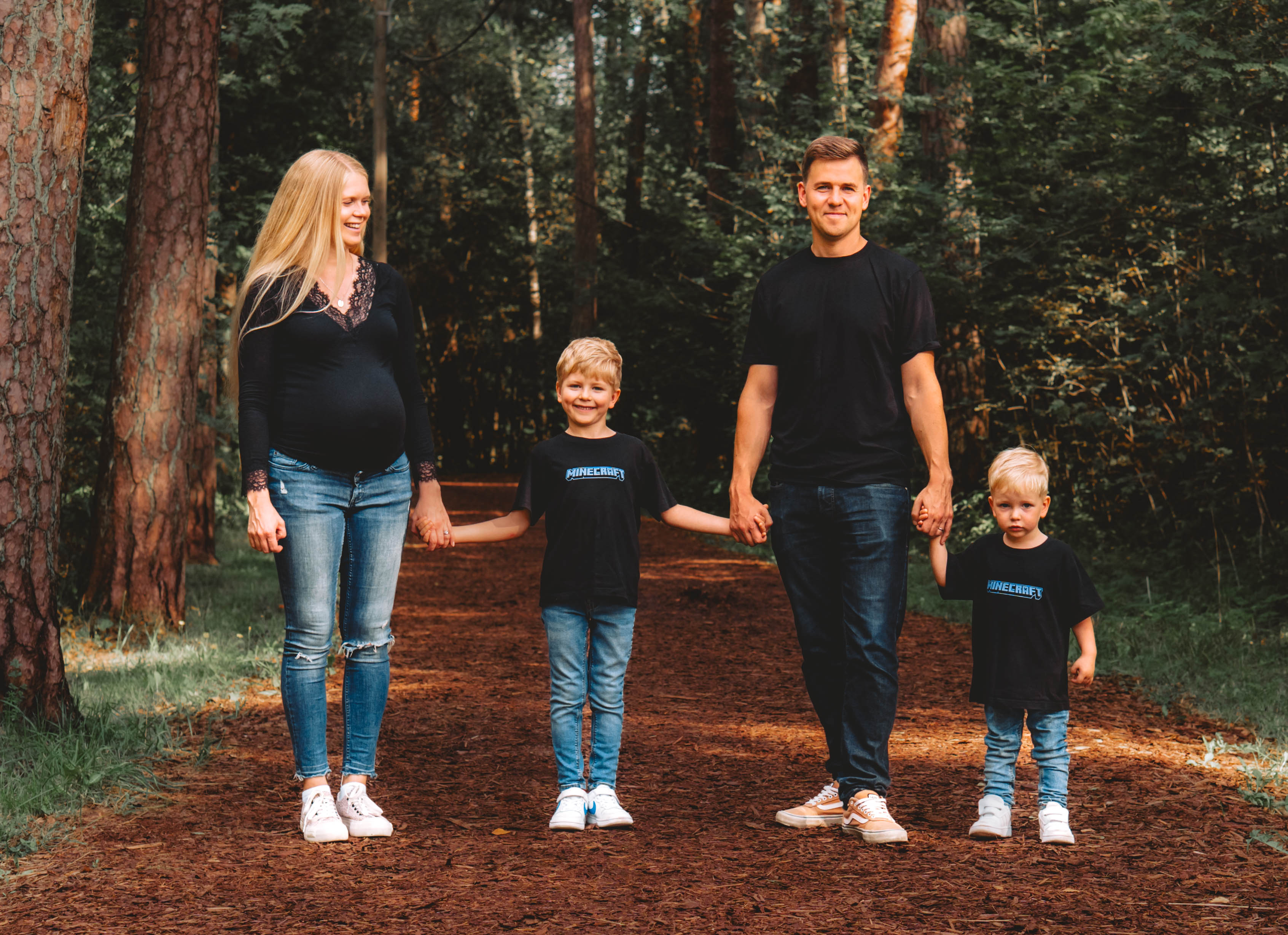 Romet and Triin with their family in the Estonian forest